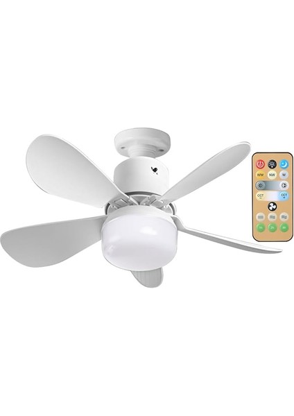 Tavan Vantilatörü Aydınlatmalı, E26/E27 Kısılabilir LED Fan Lambası Uzaktan Kumandalı, 3 Rüzgar Hızı, 30W Küçük Sessiz Tavan Vantilatör Zamanlayıcı