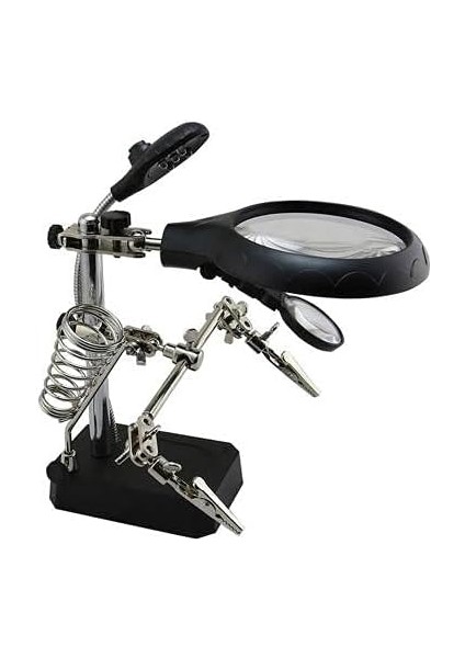 LED Işıklı Masaüstü Tamirci Büyüteç Seti - AL2481