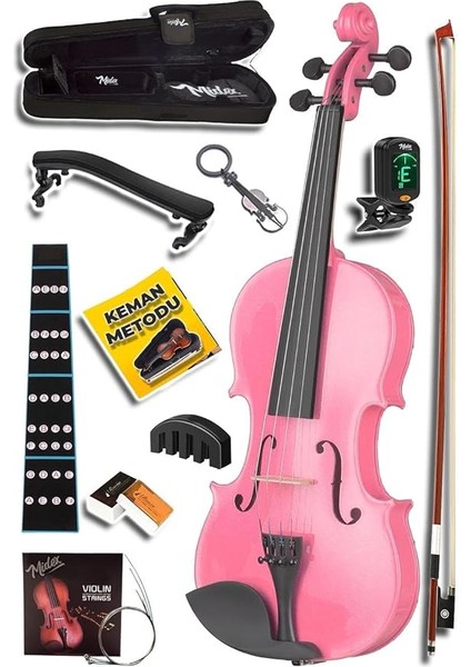 HGA34PİNK-PAK Pembe 3/4 Çocuk Kemanı Seti 10-13 Yaş (Yastık Tuner Susturucu Çanta Yay Reçine)