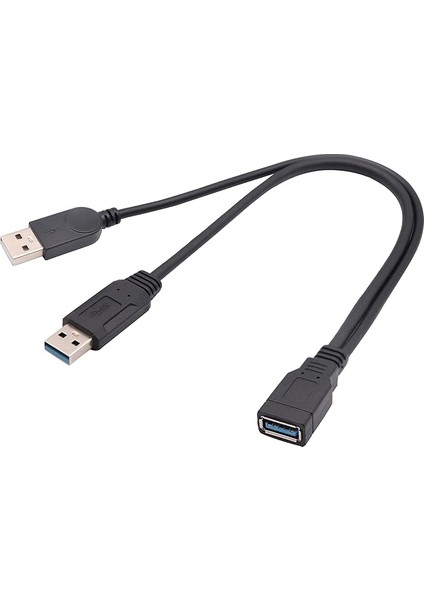 USB 3.0 Y Bölücü, 1 Çift Erkek ve 2 Dişi Adaptör Kablosu, Veri Senkronizasyonu ve Şarj Için Kullanılır, Sabit Sürücüler, Kameralar, Yazıcılar Vb. Ile Uyumlu (30CM-F/ÇIFT M)