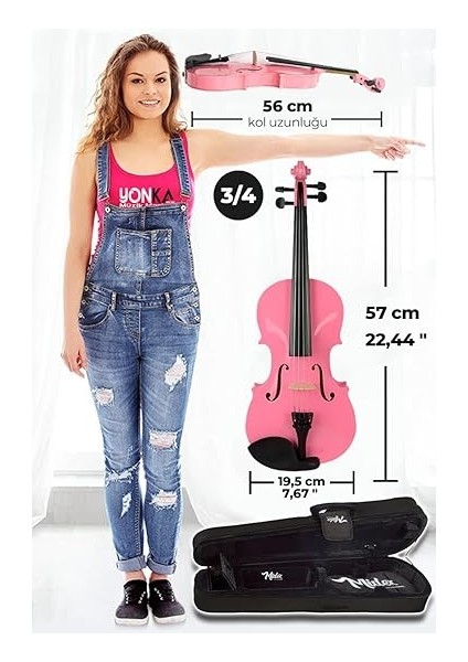 HGA34PİNK-PAK Pembe 3/4 Çocuk Kemanı Seti 10-13 Yaş (Yastık Tuner Susturucu Çanta Yay Reçine) fırsatları