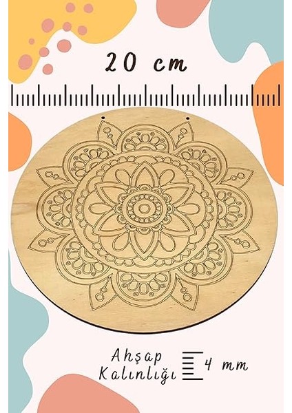 Inside Güneş Mandala Ahşap Boyama Tuval Seti Hediye Hobi Kiti 20 cm modelleri