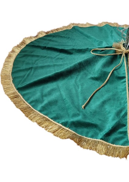 , Yılbaşı Çam Ağacı Altı Örtüsü, Çam Ağacı Ayak Halısı Örtüsü, Yeşil Renk, Kadife, 80 cm