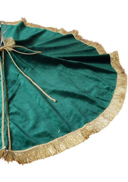 , Yılbaşı Çam Ağacı Altı Örtüsü, Çam Ağacı Ayak Halısı Örtüsü, Yeşil Renk, Kadife, 80 cm