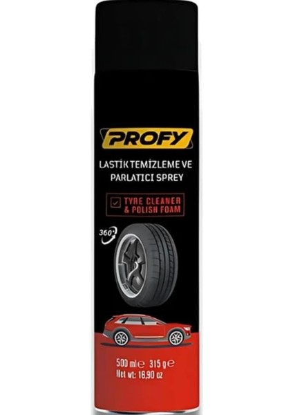 Lastik Temizleme ve Parlatıcı Sprey, 500 Ml, 360° Uygulama
