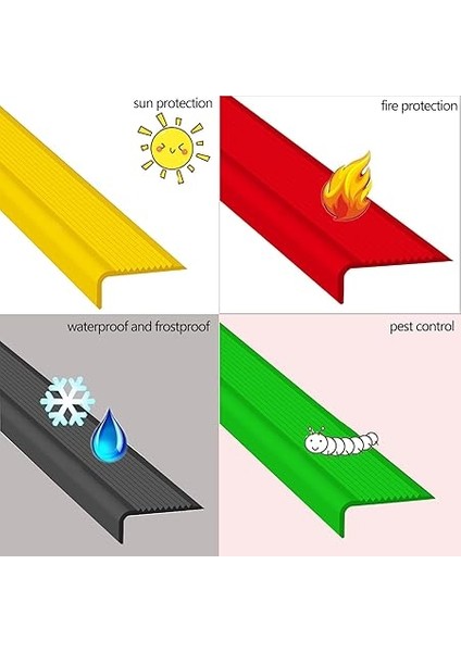 Burunlu Trim Pvc Merdiven Kenarı L Şekilli Kaymaz Koruyucu Güvenlik Adım Trim Kauçuk Köşe Koruma Şeridi Iç Mekan Dış Mekan Fayans Ahşap Metal Merdiven Kurulumu Kolay Genişlik 3 x 7 cm (Renk: B fırsatları