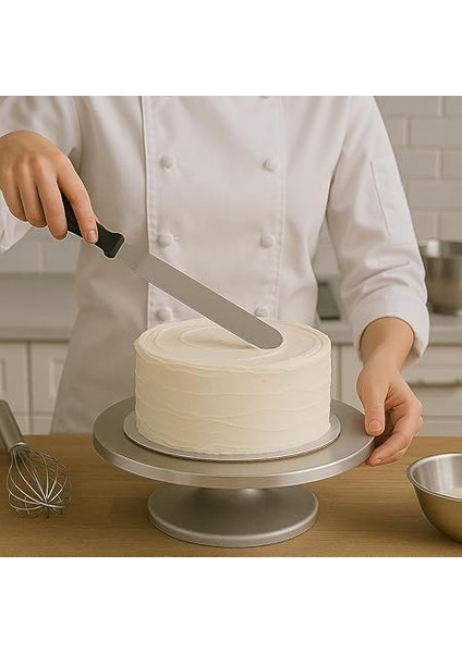 Profesyonel Ofset Pasta Spatulası – 32 cm Paslanmaz Çelik Kek ve Kurabiye Sıvama Spatulası | Ergonomik Saplı Dekorasyon Aleti modelleri