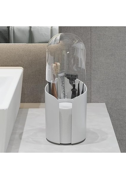 Olivia Makyaj Düzenleyici Beyaz Kozmetik Düzenleyici Fırça Tutucu ve Pamuklu Ped Saklama Kutusu indirimleri