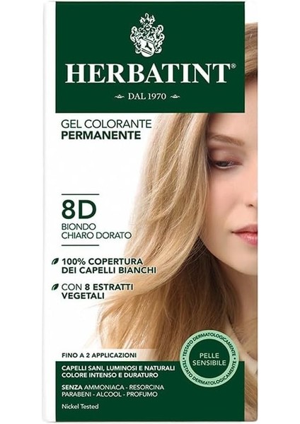 8d Blond Clair Dore Açık Altın Sarısı Saç Boyası, 135 ml