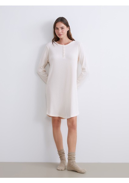 Yeni Sezon Bisiklet Yaka Kadın Gecelik