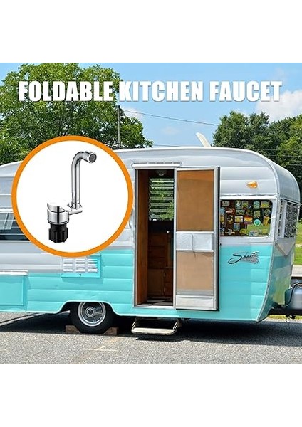 Için Katlanabilir Musluk 360 ° Dönme Mutfak Bataryası Lavabo Tek Kolu Soğuk ve Sıcak Su Giriş Hortumu ile Su Muslukları Rv Karavan Camper Için Bakır Döner Musluk Deniz Tekne Kampı modelleri