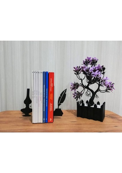 Dekoratif Divit ve Gaz Lambası Desenli Metal Kitap Tutucu 2'li Paket fiyatları