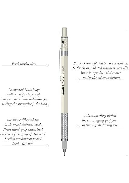 Office Graphx Mekanik Kurşun Kalem Beyaz 0.7 mm indirimleri