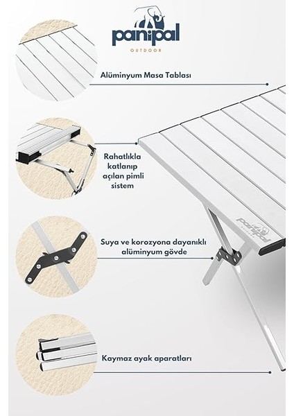 Alüminyum, Katlanabilir Kamp ve Piknik Masası, Omuz Askılı Taşıma Çantasıyla L modelleri