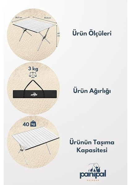 Alüminyum, Katlanabilir Kamp ve Piknik Masası, Omuz Askılı Taşıma Çantasıyla L indirimleri