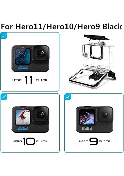 60 M Su Geçirmez Gövde, Gopro Hero 12/hero 11/hero 10/hero 9 Black ile Uyumlu, Su Altı Dalış Aksesuarı, Go Pro Hero 12, 11, 10, 9 Aksiyon Kameraları Için modelleri