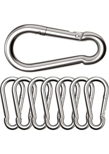 8 Adet Karabina Kanca, Büyük, Karabina 260 Kg'a Kadar Taşıma Kapasitesi, Φ8 x 80 Mm, Galvanizli, Dayanıklı, Yaylı Kancalı Karabina, Sırt Çantası, Köpek Tasması, Kamp, Seyahat, Yürüyüş Vs. Için