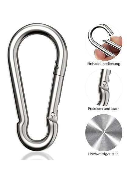 8 Adet Karabina Kanca, Büyük, Karabina 260 Kg'a Kadar Taşıma Kapasitesi, Φ8 x 80 Mm, Galvanizli, Dayanıklı, Yaylı Kancalı Karabina, Sırt Çantası, Köpek Tasması, Kamp, Seyahat, Yürüyüş Vs. Için modelleri