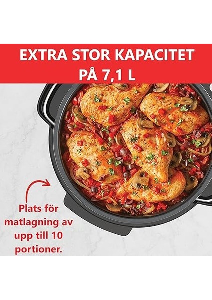 Pot Üstün Yavaş Pişirici/yavaş Pişirici, 7,1l Çoklu Pişirici / 4 Pişirme Fonksiyonu (Yavaş Pişirme, Kızartma, Buharda Pişirme ve Sıcak Tutma Fonksiyonu) Bulaşık Makinesinde Yıkanabilir - 800W indirimleri