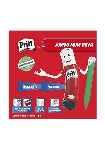 12'li Jumbo Üçgen Silinebilir Pastel Boya (Mum Boya) + Silgi ve Kalemtıraş Hediyeli modelleri