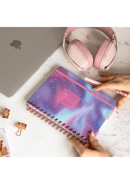 Spiralli Süresiz Renkli Planlayıcı Ajanda Motivasyon Sayfalı Galaksi