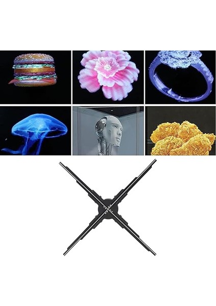 Projeksiyon Mağazası Reklam Makinesi Için 3D Holografik Fan, 4 Yaprak Tip Hologram Fanner Çözünürlük Hologram Fan Ekran Video Projektörleri (Ab Fişi) fırsatları
