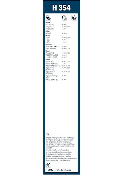 Rear Arka Silecek Honda Hr-V (2021-2024), Jazz (2016-2022), Nissan X-Trail (2007-2014) [350 Mm] H354 3397011433 modelleri