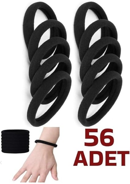 Siyah Kadın Saç Tokası 56 Adet Orta Boy Esnek Havlu Lastik Toka (Siyah) fiyatları
