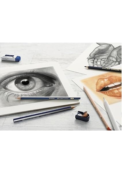 Kömür Sketch Seti, 7 Parça, Kara Kalem Çizim ve Eskiz Için, Yüksek Kalite, Silgi ve Karıştırma Kalemi Dahil fırsatları