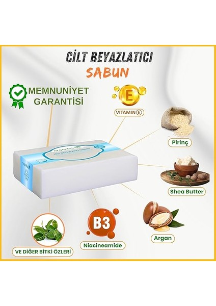 Doğal Cilt Beyazlatıcı Sabun 140 gr Tüm Cilt Tipleri Için B ve E Vitaminli modelleri