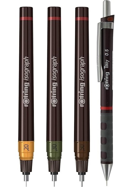 Isograph College Teknik Çizim Seti, 3 Adet Teknik Çizim Kalemi (0,2 Mm, 0,3 Mm, 0,5 Mm) + 1 Adet 0,5 mm Tikky Mekanik Kurşun Kalem + Aksesuarlar indirimleri