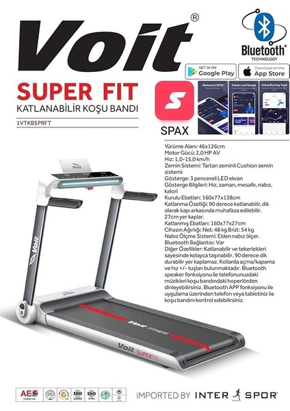 Super Fit Koşu Bandı, 46CM Geniş Bant, Bluetooth Hoparlör, LED Ekran fiyatları