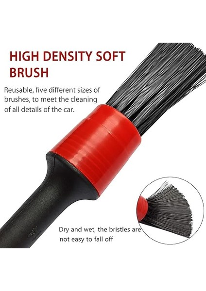 5 Farklı Boyutta Oto Detay Fırça Seti, Jant ve Lastik Fırçası, Araba Kontrol Paneli, Oto Iç ve Dış Temizlik, Deri, Havalandırma Delikleri, Amblemler, Motorsikletler modelleri