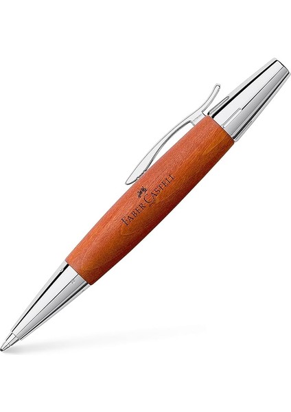 E-Motion Tükenmez Kalem, Krom/ahşap Gövde, Mekanizmalı, Kahverengi, B Uç, Yüksek Kapasiteli Siyah Refil