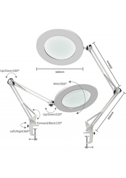Katlanabilir Ayarlanabilir LED Işıklı Masaüstü Büyüteç Siyah fiyatları