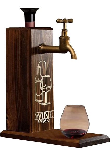 Şarap Baskılı Musluklu Doğal Ahşap Içki Standı, Içki Çeşmesi, Doğum Günü Hediyesi, Ev Hediyesi, Içecek Dispenseri