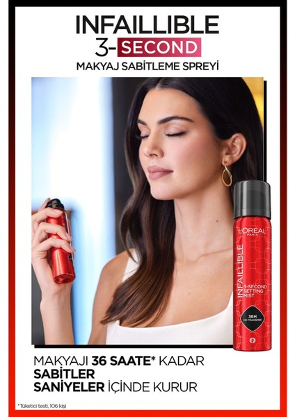Infaillible 3-Second Makyaj Second Makyaj Sabitleme Spreyi + Super Super Lock Brow Glue Kaş Sabitleyici Maskara+ Prime Lab Pore Min Hediyeli Makyaj Seti modelleri