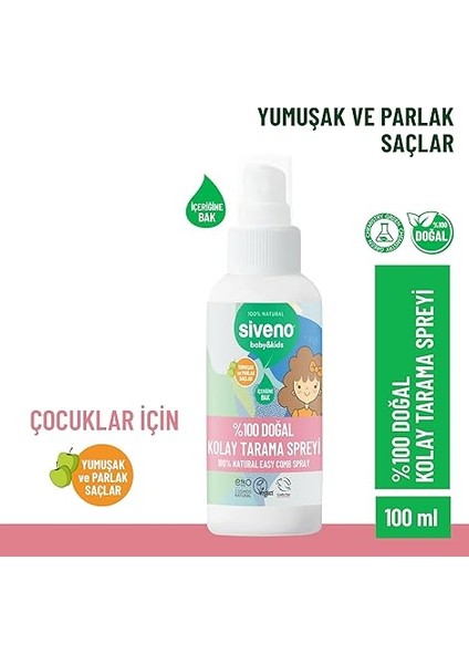 Doğal Kolay Tarama Spreyi Çocuklar Için Nemlendirici Hindistan Cevizi Yağlı 100 ml fiyatları