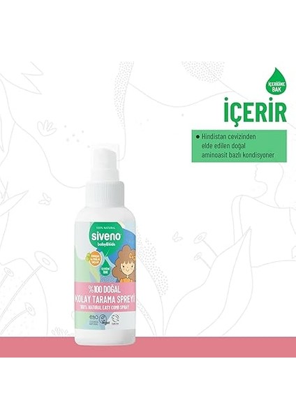 Doğal Kolay Tarama Spreyi Çocuklar Için Nemlendirici Hindistan Cevizi Yağlı 100 ml indirimleri