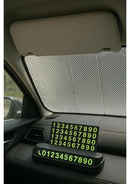 Store Oto Güneşlik &amp; Park Numaratörü Seti – Katlanabilir Güneşlik (130X60) + Gizlenebilir Telefon Numaratör – Evrensel Uyumluluk, Kolay Kurulum fiyatları