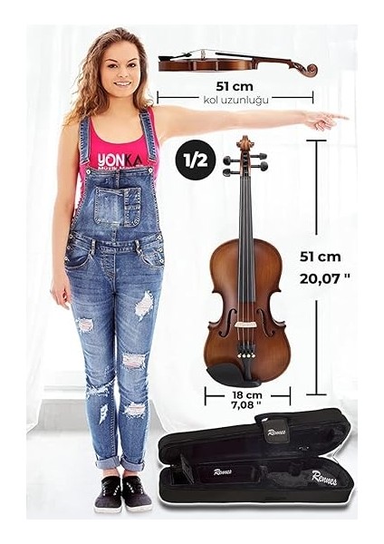 RV-402 Çocuk Kemanı Seti Kaliteli 1/2 Boy (8-10 Yaş Arası) indirimleri