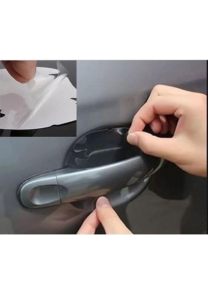Şeffaf Çizik Koruyucu Bant, Araba Kapı Tutma Yeri Koruyucu, Dayanıklı ve Su Geçirmez, Kolay Uygulanabilir, Çizik Önleyici 4 Adet Şeffaf Bant, Tüm Araç Modelleri ile Uyumlu