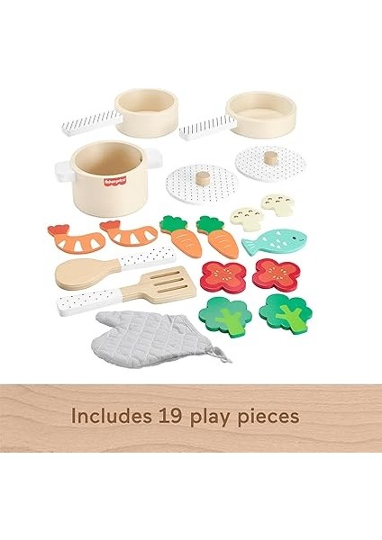 Ahşap Mutfak Seti Okul Öncesi Çağdaki Çocuklar Için 19 Parçalı Fisher-Price Ahşap Mutfak Seti HXT83 indirimleri