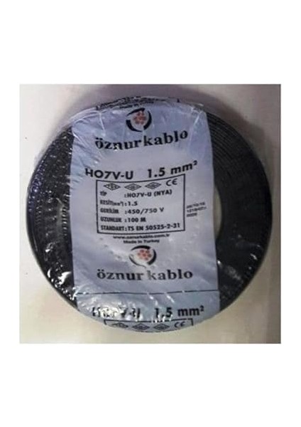 Kablo 1,5 Mm2 Nya Tek Damar Siyah 100M