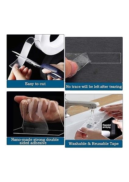 Çift Taraflı Yapışkan Bant, 3 Metre Ekstra Güçlü ve Yıkanabilir, Ince Nano Bant, Çıkarılabilir, Kaymaz, Halı, Mutfak, Tamir, Araba Veya Ofis Için Yapışkanlı Bant modelleri