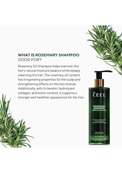 Ceel Biberiye Şampuanı 250 ml - Saç Dökülmesine Karşı Keratin Biotin ve Kolajen Özlü Hızlı Saç Uzatma ve Güçlendirici Bakım modelleri