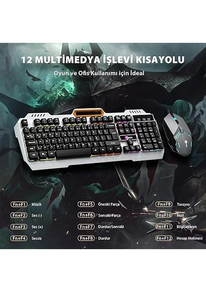 CM107 USB Kablolu Rainbow Aydınlatmalı, Qwerty Türkçe Dizilim Klavye, 1200DPI Optik Fare, Bilek Dinlendirme, Türkçe Q Oyuncu Klavye &amp; Mouse Set Siyah fiyatları