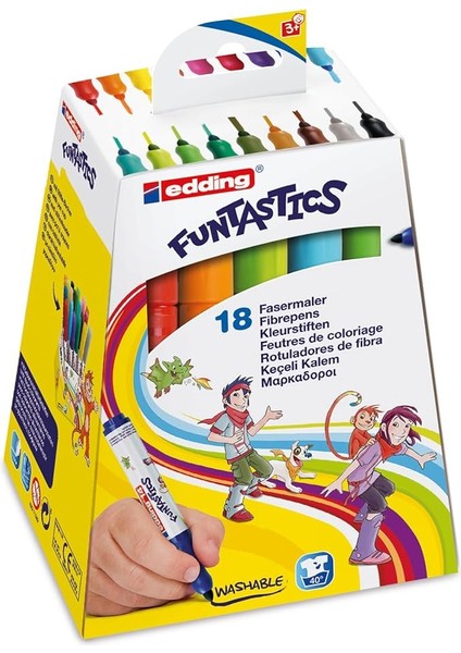 14 Funtastıcs Çocuklar Için Kalın Uçlu Keçeli Kalem 18'li Set - 2-3 mm Yuvarlak Uç