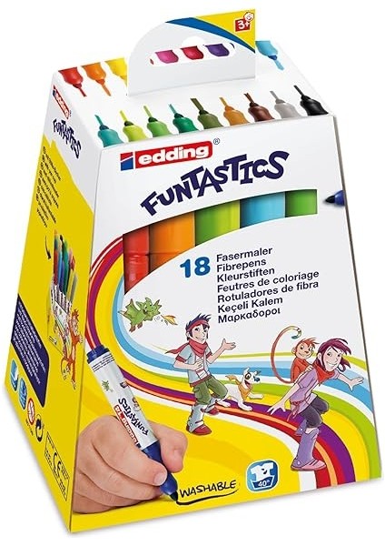 14 Funtastıcs Çocuklar Için Kalın Uçlu Keçeli Kalem 18'li Set - 2-3 mm Yuvarlak Uç fırsatları