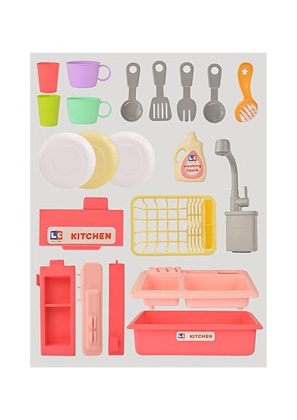 Modern Akan Musluklu Lavabo Mutfak Seti (Pembe Renk) fırsatları